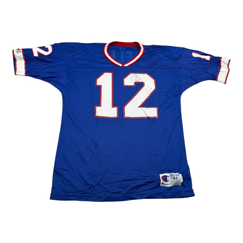 Vintage Buffalo Bills Football Jersey Mens 44 Blue NFL Kelly 12 Champion Mesh